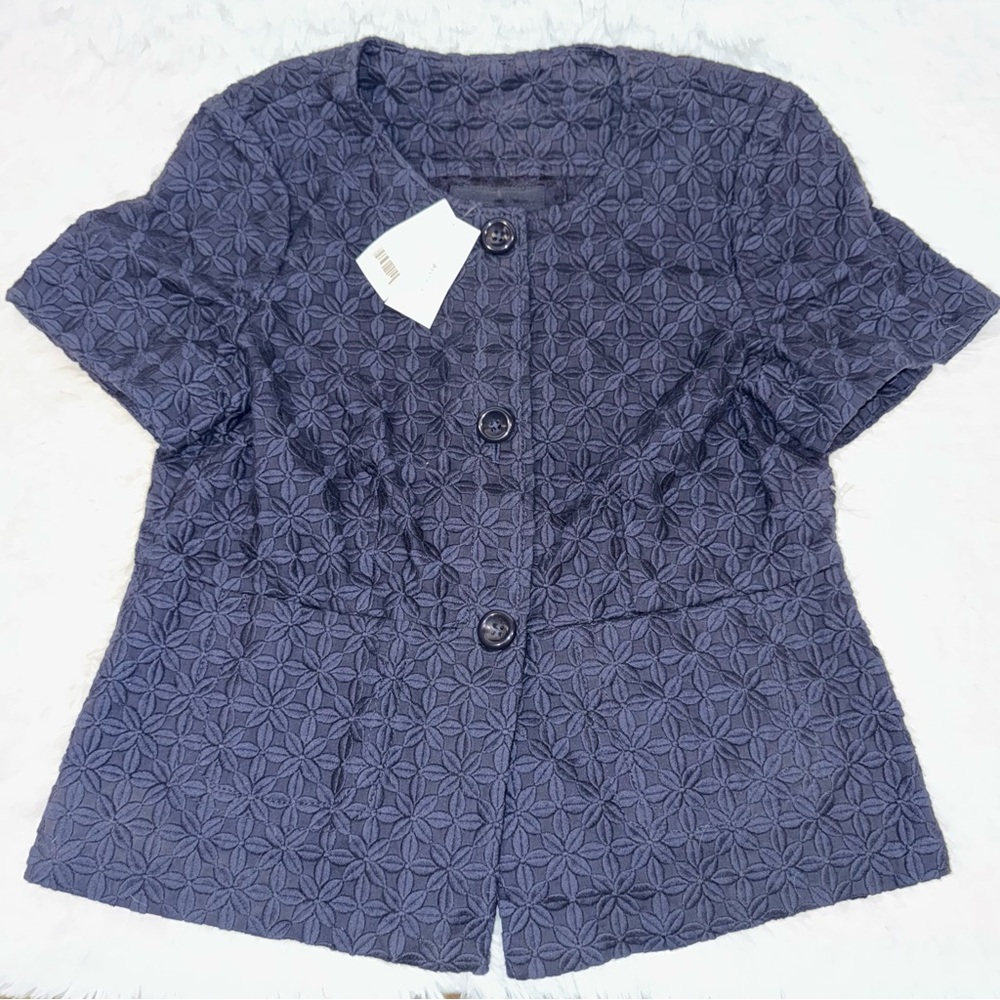 Banana Republic Dark Blue Floral Geometric Pattern Jacket Size 10 NWT